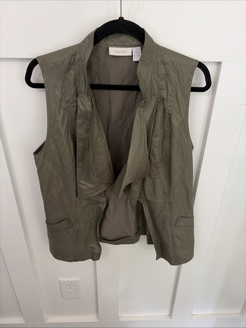 Chico's Olive Draped Sleeveless Vest
